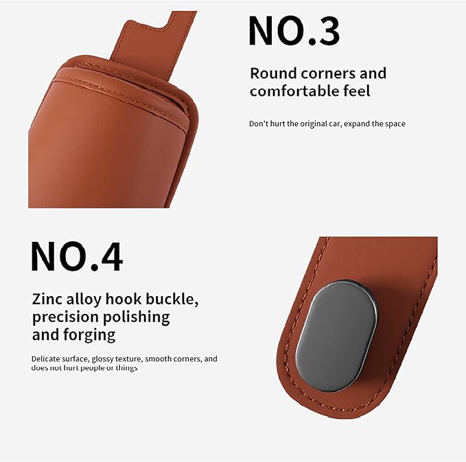 2-Pack Car Seat Back Cup Holder Organizer, Faux Leather Car Cup Holders with Hooks, Universal Backseat Storage for Drinks, Bottles & Travel Accessories (Orange)