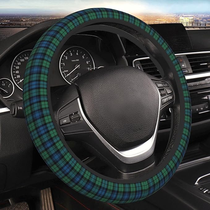 Thickened Elastic Steering Wheel Cover, Plaid Tartan Scottish Clan Campbell Ultra, Soft, Breathable, Fit for Cars, SUVs, Trucks, Stylish Comfortable Grip