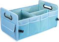 JiatuA Car Trunk Organizer, Car Organizers and Storage Collapsible Multi Compartment Container Box, Adjustable Car Accessories for SUV Sedan Truck, Standard Size, Light Blue