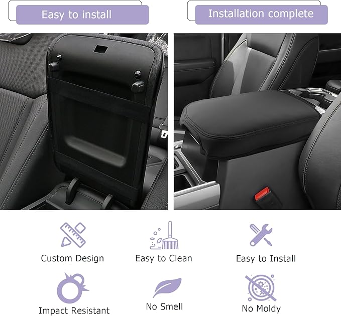 2025 2026 F 250 F 350 F 450 Super Duty Center Console Cover Compatible with 2023 2024 2025 2026 Ford F250 F350 F450 Super Duty Accessories F-250 F-350 F-450 Armrest Arm Rest Console Cover (Thin Black)