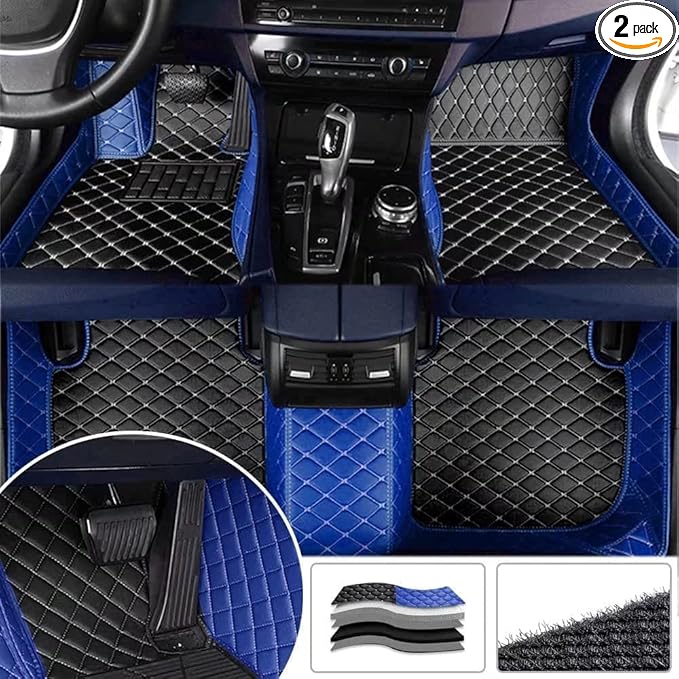 Custom Making Car Floor Mats Compatible with Audi BMW Mercedes-Benz Toyota Lexus Honda Infiniti Nissan Hyundai Kia All Models 2005-2026 (Black Beige and Blue)