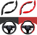 Cartist Steering Wheel Cover, Carbon Fiber Steering Wheel Cover, Wheel Cover for Men/Women, Anti-Slip, Durable, Universal for 99% Car (Black+Red)