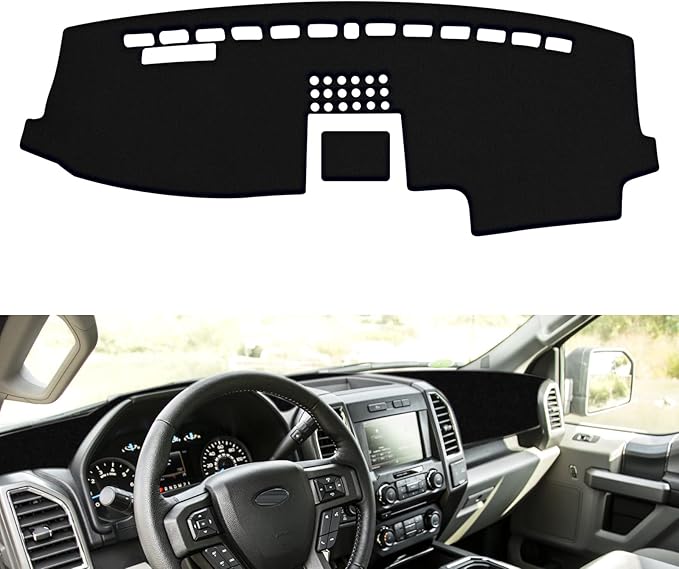 x xotic tech Center Console Dashboard Mat Pre-Cut Non-Slip Sunshield Sun Glare Protector Dash Carpet Pad Black Cover Compatible with Ford F150 2015-2020
