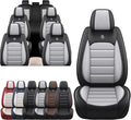 JOJ Car Seat Cover for Infiniti QX56 Seat Covers for Cars 2004-2013,Leather Waterproof Car Seat Covers Full Set,All Weather Tech Car Seat Protector,8 Seats Black Gray