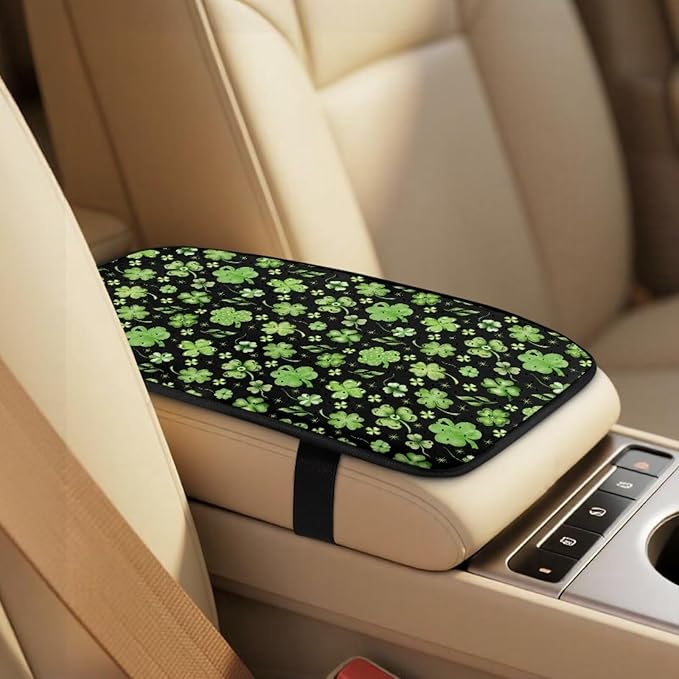 Oramclsy Shamrock Print Heavy Duty Car Seats Seat Covers with Universal Armrest Pad PU Breathable Seat Belt Covers 6 Pack Set St Patricks Day Accessories