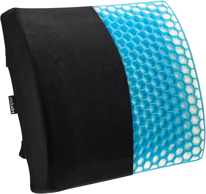 Zickskt Lumbar Support Pillow for Office Chair - Memory Foam Back Cushion for Chair, Car, Couch - Lumbar Pillow Promotes Better Posture, Back Pain Relief with Adjustable Strap & Non-Slip