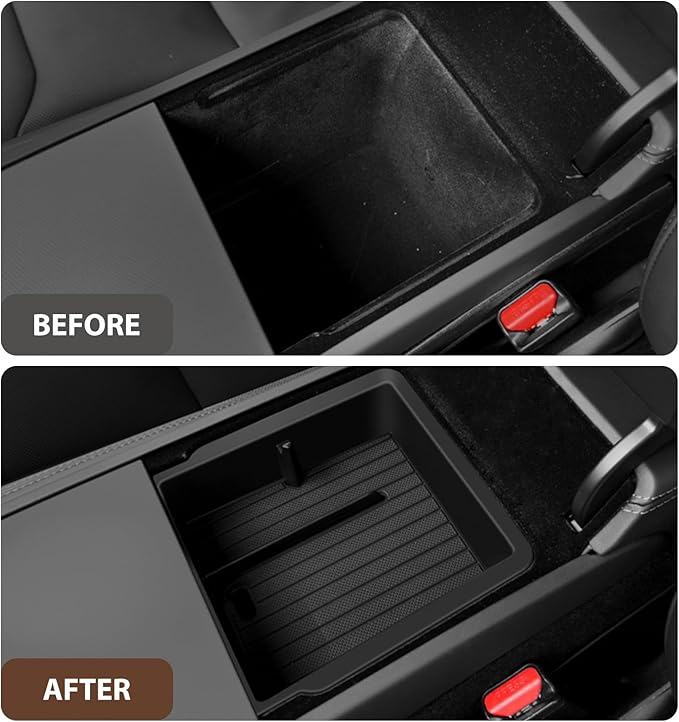LEQEE Center Console Organizer Tray for Tesla Model Y Juniper Accessories 2025 2026 and Model 3 Highland Accessories 2024 2025 2026 for Tesla Accessories Cup Holder Matte Black (3PCS)