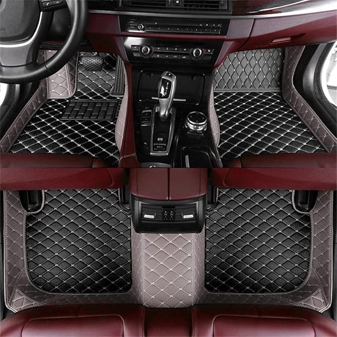 Custom Waterproof Leather Car Floor Mats Fit for Most Car SUV Truck & Sportscar All Weather Protection Vehicles (Black+Gray)