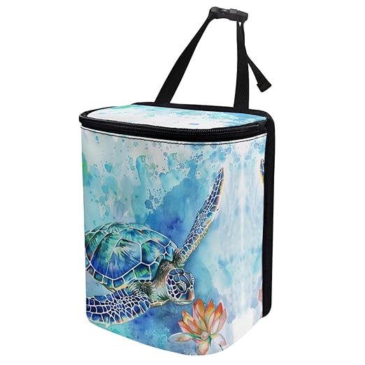 DISNIMO Sea Turtle Car Trash Can Bin Cute Car Garbage Can Leakproof Car Accessories Trash Bin Car Dustbin Organizer Container for Car Office Home