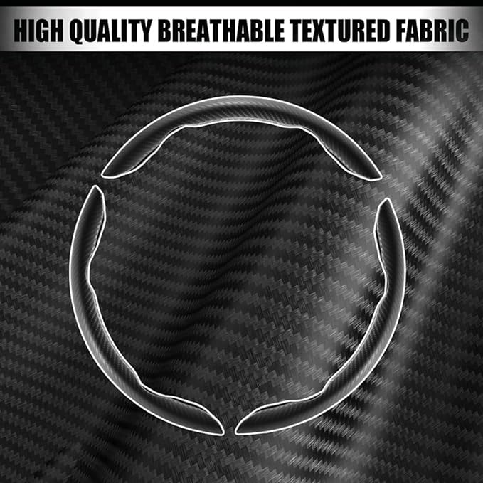 3pcs Carbon Fiber Car Steering Wheel Cover, Segmented Anti-Skid Steering Wheel Protector, Universal 99% Steering Wheel, Butterfly Steering Wheel Cover Women Men, Car Accessories Interior (Black)