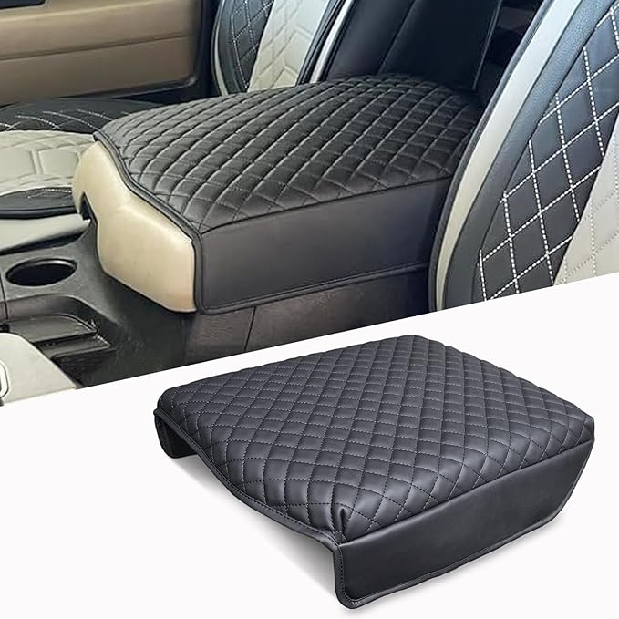 Center Console Cover for Toyota Tundra 2007-2013 & Sequoia 2008-2022, PU Leather Middle Console Cushion Thick Pad Armrest Cover for Toyota Tundra Sequoia Interior Accessories