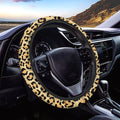 Universal Non-Slip Steering Wheel Cover, 15-inch Polyester Material Driving Accessories, Adjustable for Car and Truck(Retro Yellow Leopard Print)