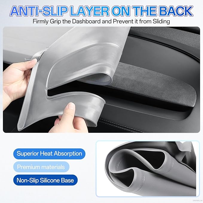 Dashboard Cover for Tesla Model Y Juniper 2026 2025, Non-Slip Silicone Dash Cover, Soft Anti-Glare Sunshade Pad Mat, UV-Proof Dash Surface Protector Covers, Interior Auto Accessories, Gray