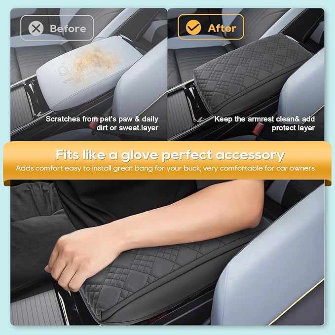 Armrest Cover for 2023-2026 Volkswagen ID.4 (Pro/Pro S/Pro S Plus) Volkswagen ID.4 Accessories Center Console Cover Arm Rest Protector Middle Lid Pad Protector PU Leather, Anti-Scratch,Non-Slip