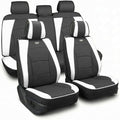 FH Group Ultra Comfort Highest Grade Faux Leather Full Set Cushion Pads Car Seat Covers for Front and Rear– Universal Fit for Cars Trucks & SUVs (White/Black)