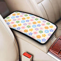 Floral Boho Center Console Cover Pad,Retro Colorful Flower Car Armrest Seat Box Cover Cushion Universal for Most Vehicle SUV Truck,Car Interior Accessories Decor,Protect from Pet Claws & Dirt