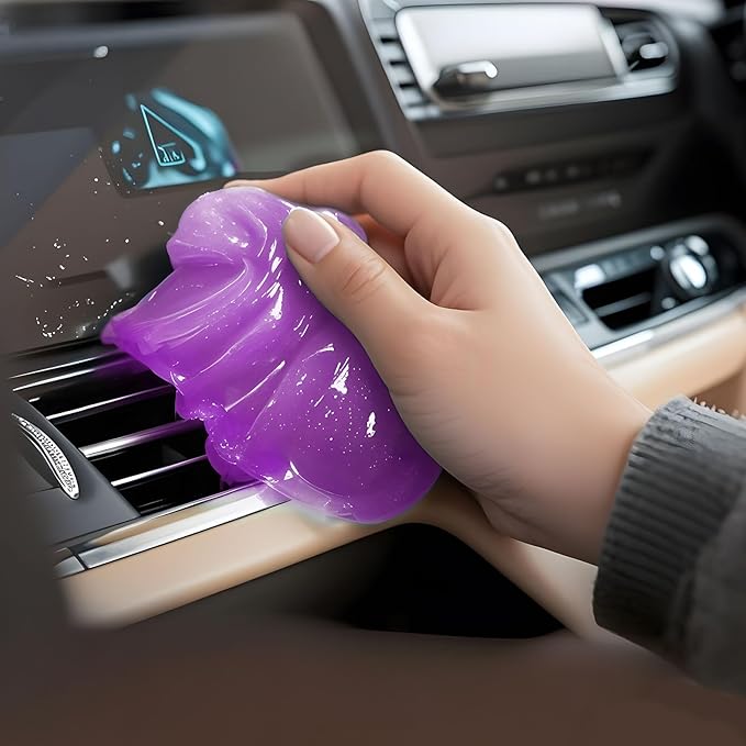 Car Cleaning Gel,Reusable Car Cleaning Putty for Interior Detailing, Car Cleaning Supplies, Auto Detailing Tools, Car Slime for Dust Removal, Car Accessories Interior, Car Cleaning Kit(Purple, 3.0 OZ)