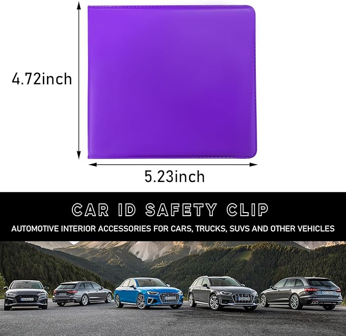 Ziciner Car Registration and Insurance Holder, 5.2"× 4.7" Premium Leather Auto Glove Box Organizer with Closure, Essential Car Document Holder for Card, Driver License (Purple)