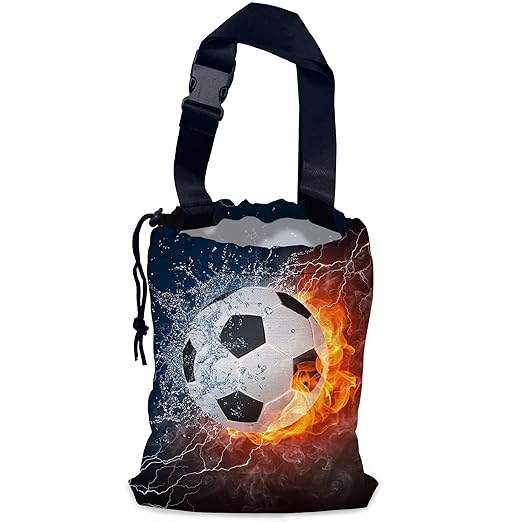 NHNXHWIA Soccer Ball Car Trash Bag,Fire and Water Hanging Drawstring Car Garbage Bag,Waterproof Canvas Car Back Seat Organizer with Adjustable Buckle,for Vehicles,SUVs,Camping,Road Trips