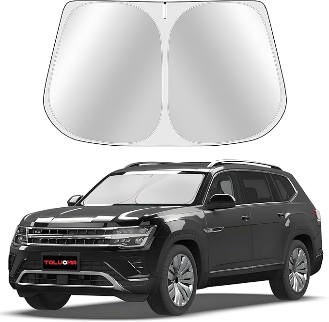 Toluoma Custom Fit Windshield Sun Shade for Atlas 2018-2025 - Full Coverage, 210T Reflective Fabric, Double-Layer Design - Blocks 99% UV Rays, Keeps Car Cool, Easy to Install and Store
