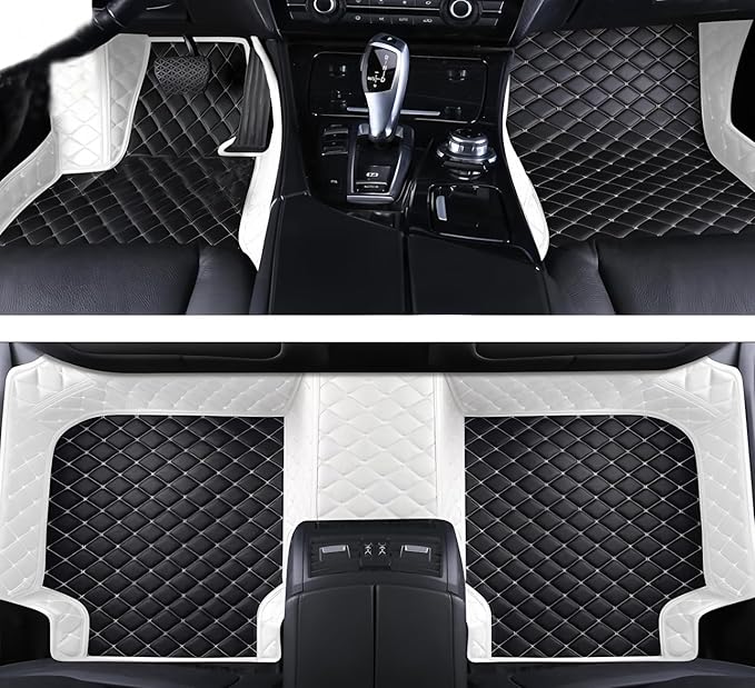SARAHS Customized car Floor mats -Suitable for 99% of Cars, SUVs, and Trucks - car Pads to Protect Vehicle Interior Floor Accessories (White and Black)