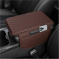 Car Center Console Cover for Honda CRV 2017 2018 2019 2020 2021 2022, Universal Waterproof Leather Armrest Box Pad Armrest Cover Cushion Interior Accessories with 2 Storage Bags,C/Brown