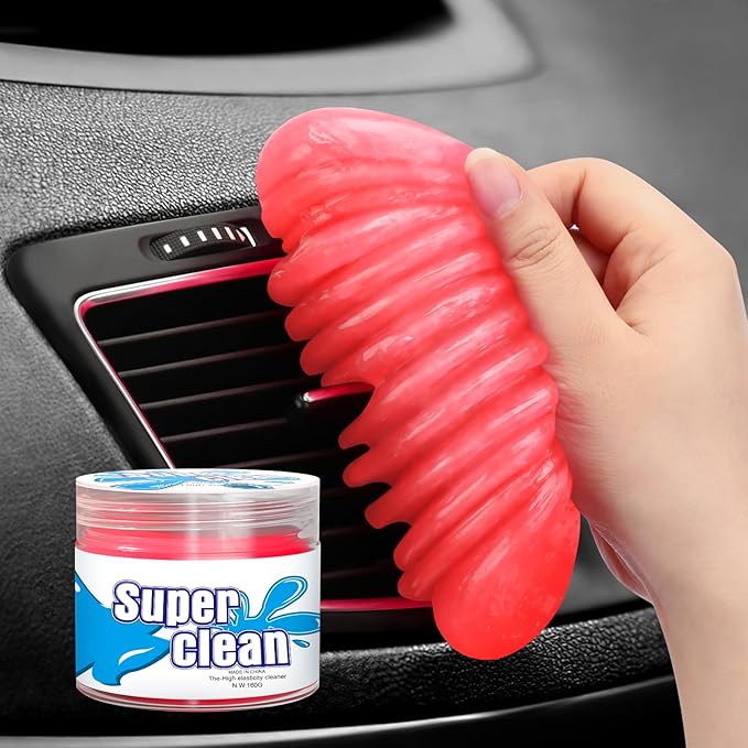 TeSabMi Car Cleaning Gel Car Cleaning Putty Car Putty Car Interior Cleaner Car Slime Car Detailing Kit Car Accessories Gifts for Men Women Stocking Stuffers Red