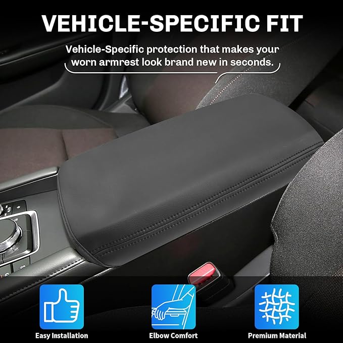 SXCY for 2025 2026 Mazda 3 Armrest Cover for 2019-2025 2026 Mazda 3 Accessories 2025 2026 Mazda3 Center Console Cover 2025 2026 Mazda3 Middle Console Cover (Thin Cover Black Line)