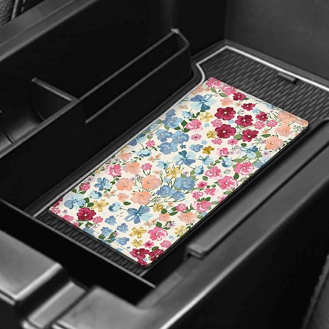 ADUQLZUX Leather Car Registration and Insurance Card Holder, Cute Car Accessories Vehicle Glove Box Car Organizer for Documents, Cards, License Colorful Cute Flowers
