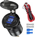 4 Port 12V USB Outlet Aluminum Car Charger with Voltmeter, 78W Fast Charge Dual PD3.0 & QC3.0 Multiple USB Port for Car, Marine USB C Socket Cigarette Lighter Replacement Waterproof 12 Volt Outlet