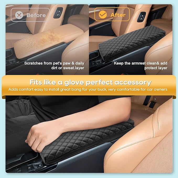 LFOTPP Armrest Cover for 2025-2026 Toyota Camry (LE/SE/XLE/XSE) Toyota Camry Accessories Center Console Cover Arm Rest Protector Middle Lid Pad Protector PU Leather, Anti-Scratch,Non-Slip
