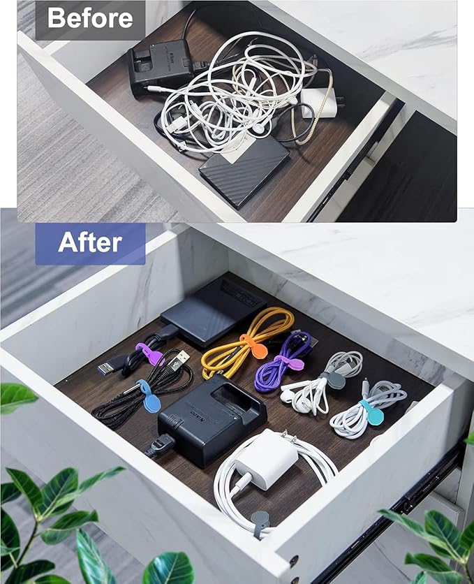 12 PCS Silicone Magnetic Cable Ties, Cable Clips Cord Organizer [1S] Management cable Cords, Reusable Magnet Cable Organizer, Phone Cord Holder for Organizing, Bookmark Whiteboard Fridge Magnets etc