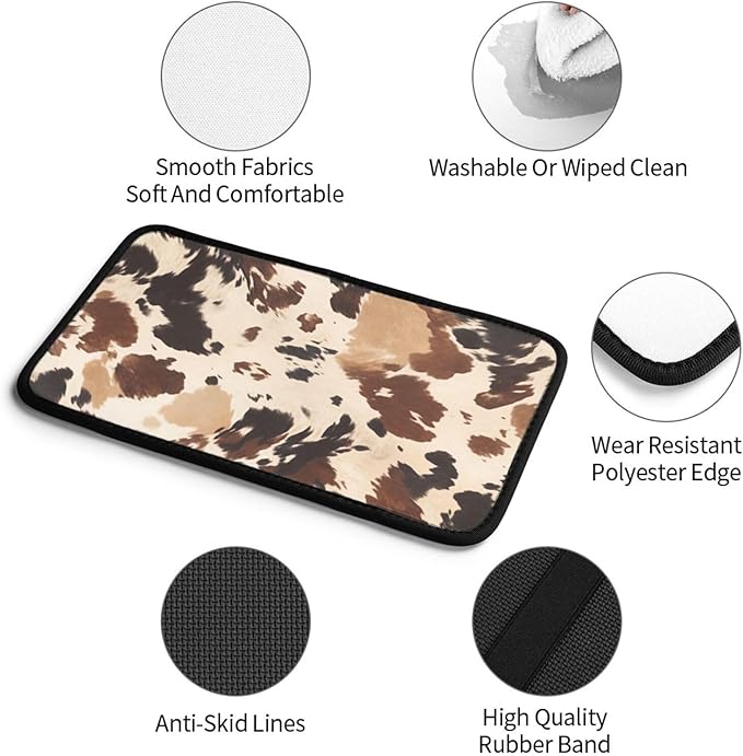 Universal Car Center Console Cushion Pad, Brown Cow Print Soft Waterproof Car Center Console Cover Auto Armrest Seat Box Cover Protector for Most Vehicle SUV Truck Car