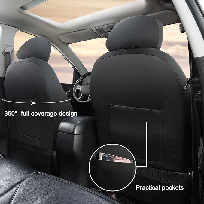 GIANT PANDA Front Car Seat Cover for Hyundai, Leather Bucket Seat Covers Custom Fit Hyundai Sonata Elantra Santa Fe Tucson Accent Kona Palisade Genesis Venue Ioniq(Black) 2-Pack