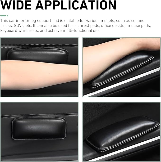 2PCS Car Knee Cushion, Leather Auto Door Knee Leg Elbow Cushion Pad, Soft Foam Armrest Pillow, Comfort Car Center Console Thigh Support Mat Accessories