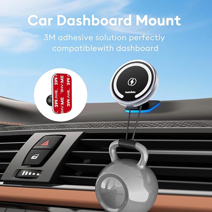Magjieyx for Magsafe Car Mount Wireless Charger Magnetic Fast Charging Compatible with iPhone 16,15,14,13,12,Pro Max,Mini,Magsafe Case, Air Vent and Stick On Dashboard Car Phone Holder