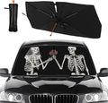 DOPINDU Funny Skull Car Windshield Sun Shade Umbrella Bendable Handle Foldable Skeleton Sunshade for Car Windshield Block UV Rays Keep Vehicle Cool for Most Sedans SUV Trucks Cars 57"x30"