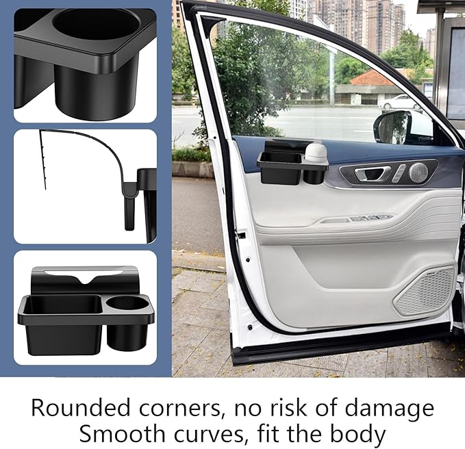 Car Window Multifunctional Organizer, Non-Slip Car Storage Tray Organizer Door Cup Holder and Side Hanging Storage Rack