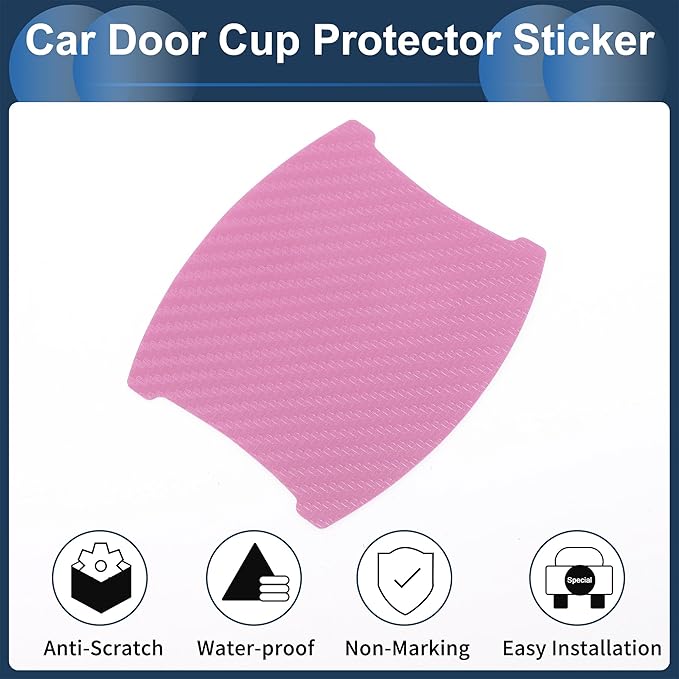 3D Car Door Handle Scratch Protector, 84x94mm Removable Magnetic Car Door Handle Protective Film Pink, 4 Pcs