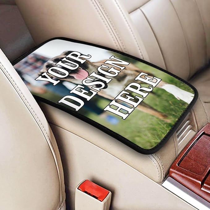 Custom Car Armrest Cushion Personalized Auto Center Console Pad Cover Add Your Photo Text Logo, Customized Car handrail Box Cushion for Most Vehicles Trucks Suvs 12.6×7.5 Inchs