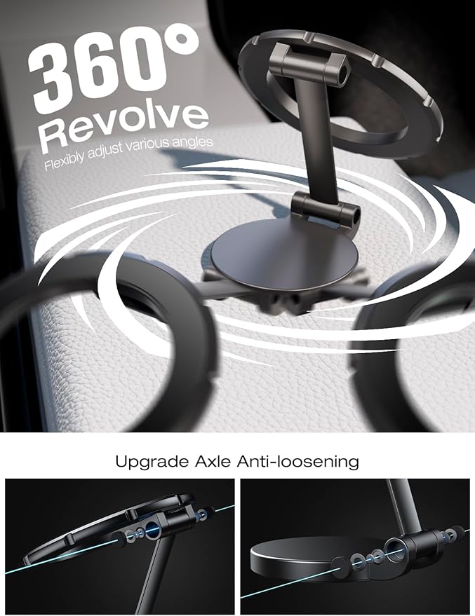 for Mag-Safe Car Mount- 360° Rotation Magnetic Phone Mount for Car Dash Dashboard, Foldable Metal Magnets Car Phone Holder Compatible iPhone 15 14 13 12 Pro Max Plus Mini MagSafe Case