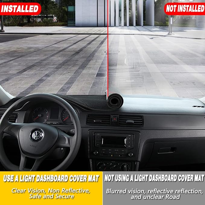 TUCAREST Dash Cover Fit for 2014-2020 Ni-ssan Rogue (T32)/ 2017-2022 Rogue Sport S (No Rogue Select) Nonslip Car Dash Board Mat Sunshade Not Fit w/HUD Models Flannel Black