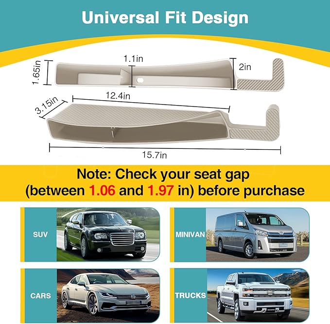 Car Seat Gap Filler Organizer, 2 Pack Car Front Seat Organizer Universal Fit Car SUV Truck, Auto Console Side Storage Box for Holding Phone, Glasses, Car Interior Accessories for Women Men