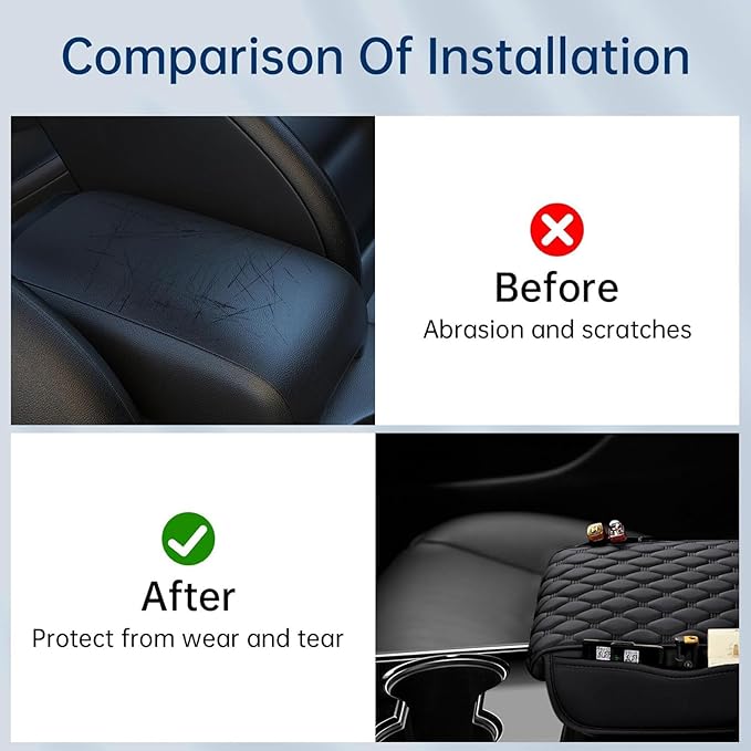 Car Center Console Pad for Lincoln Aviator 2019 2020 2021 2022 2023 2024 2025, Leather Center Console Armrest Protector Cover with 2 Storage Bags, Car Accessories,Beige