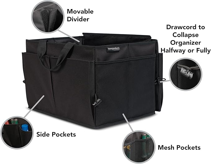 Covermates Trunk Organizer - Foldable car storage chest, Organized foldable design, Black
