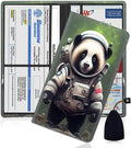 Car Registration and Insurance Holder, PU Leather Auto Document Holder for Men&Women, Vehicle Glove Box Compartment Organizer with Magnetic Shut for Driver's License, Astronaut Red Panda Pattern
