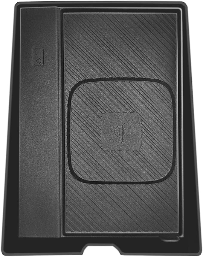 BestEvMod Center Console Wireless Charger Mat Compatible with Kia EV9 Accessories 2024 2025 2026 Phone Charge Area Silicone Cover Non Slip Silicone Pad Black