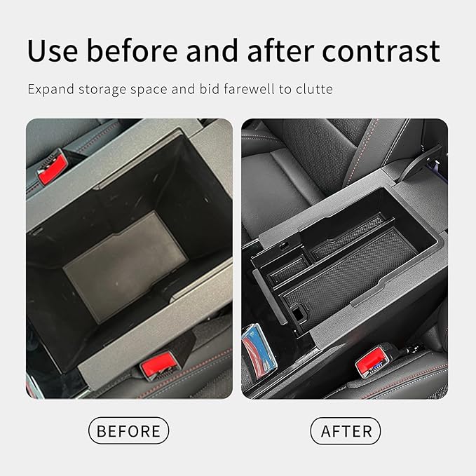 SMABEE Center Console Organizer for Chevrolet Chevy Equinox 2025 2026 Armrest Storage Box ABS Storage Tray Insert Interior Accessories Black
