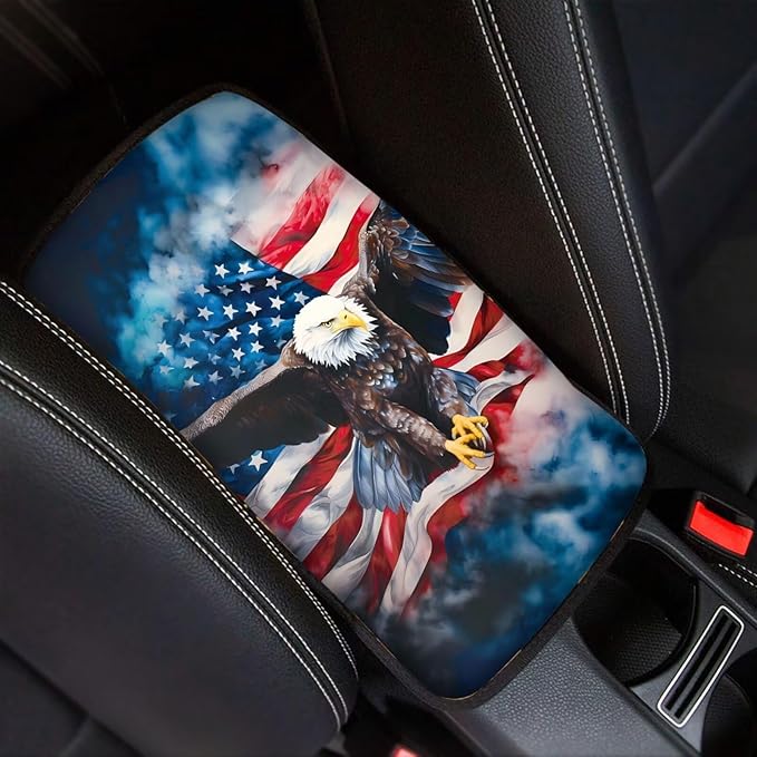 Eagle Flag Arm Rest Car Car Center Console Cover Auto Console Armrest Cover Easy to Install Universal Cars Interior Accessories Cars Arm Rest Cover 12.3 x 7.5 Inch