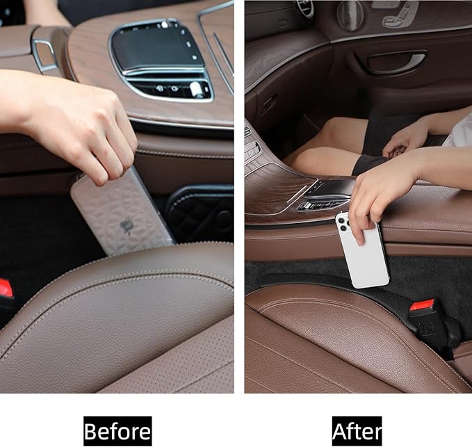 Hiseanllo Car Seat Gap Filler 2 Pack, Universal Fit PU Leather Car Seat Gap Plug to Fill The Gap Between Seat and Console, Car Seat Crevice Blocker Stop Things from Dropping